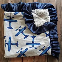 Navy Airplanes Minky Blanket