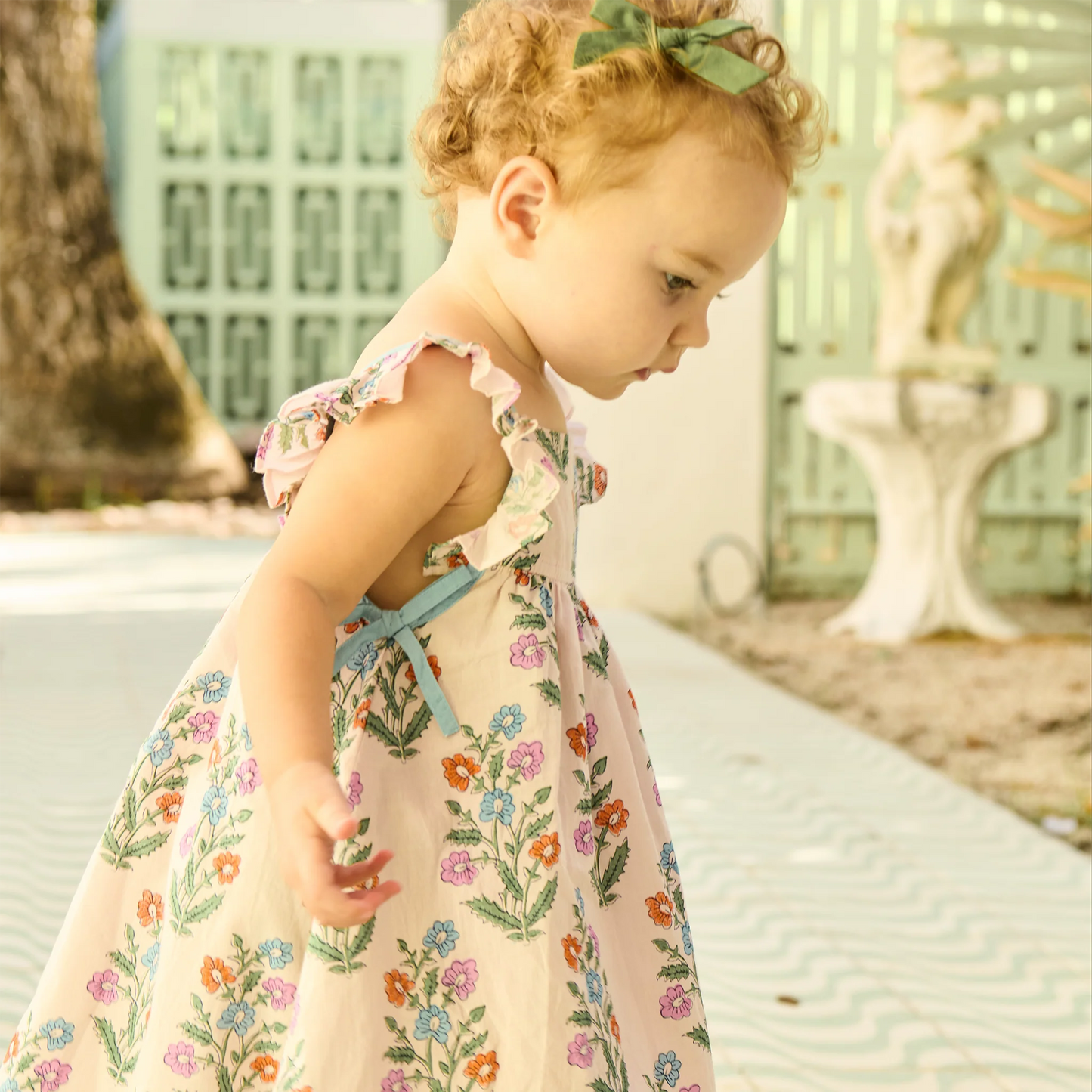 Ailee Dress Set // Pink Dewdrop Block Print