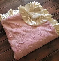 Pink Cream Chinchilla Minky Blanket
