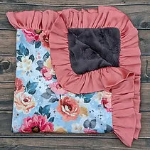 Pink Floral Minky Blanket