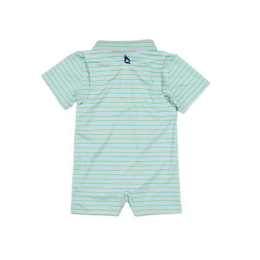 Performance Polo Romper // Sherbet Stripe
