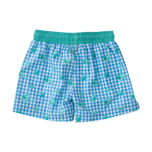 Marina Gingham Turtle Boogie Board Swim Trunk
