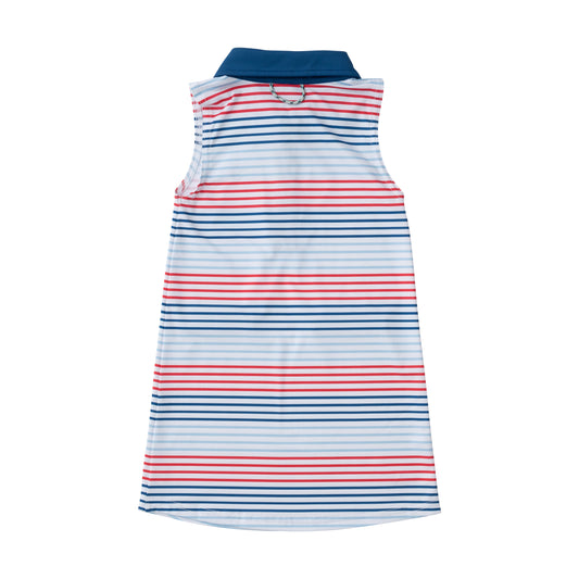 Americana Stripe Sleeveless Pro Performance Polo Dress