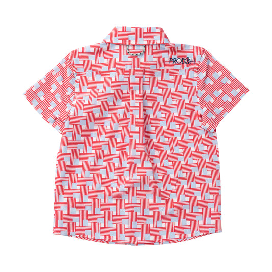 Short Sleeve Fishing Shirt // American Flag Plaid