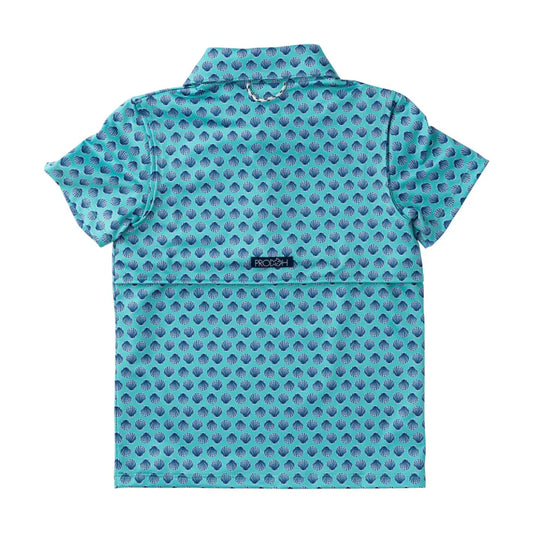 Marine Green Shell Print Performance Polo