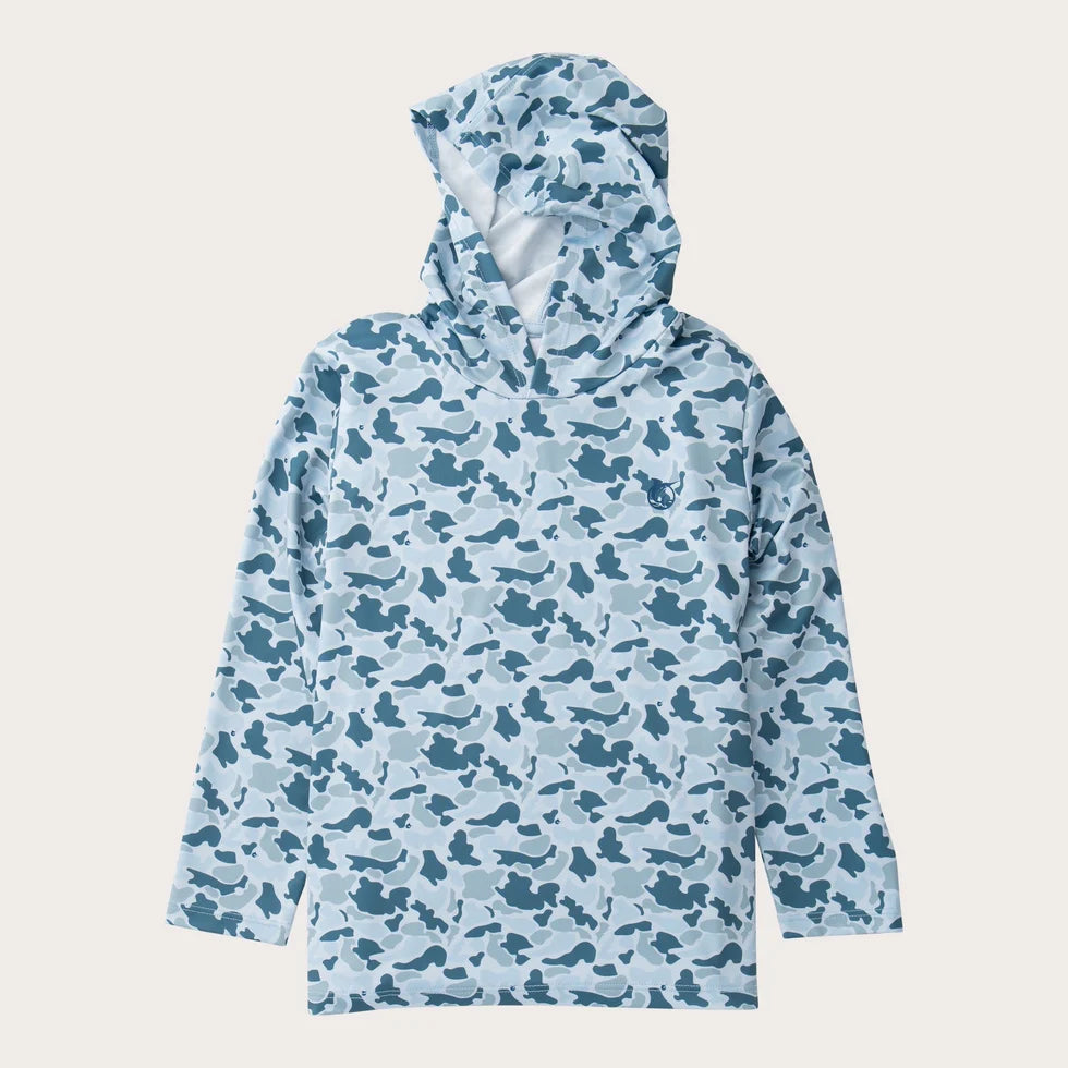 Pro Performance Hoodie T-shirt Trout Art // Coastal Blues Camo