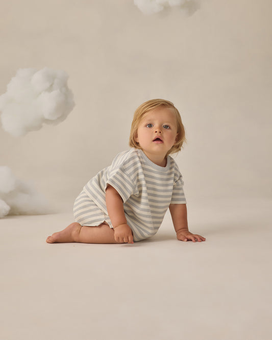 Waffle Tee + Short Set // Sky Stripe
