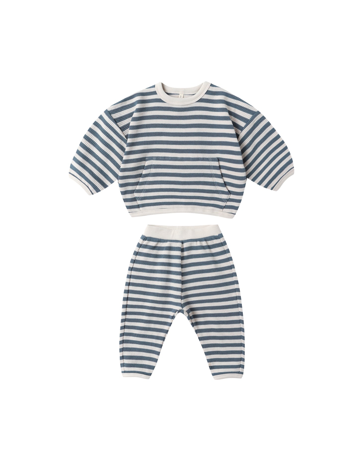 Waffle Slouch Set || Ocean Stripe