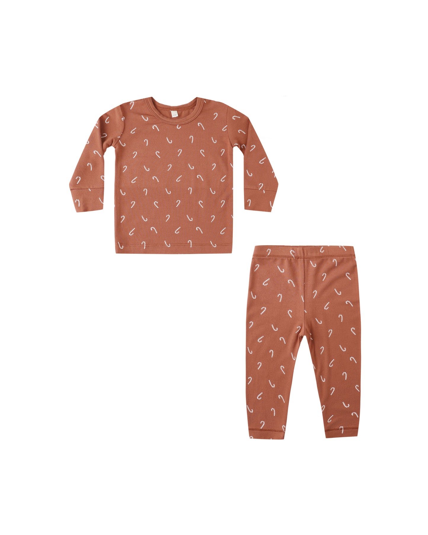 Red children's pajama set with candy canes