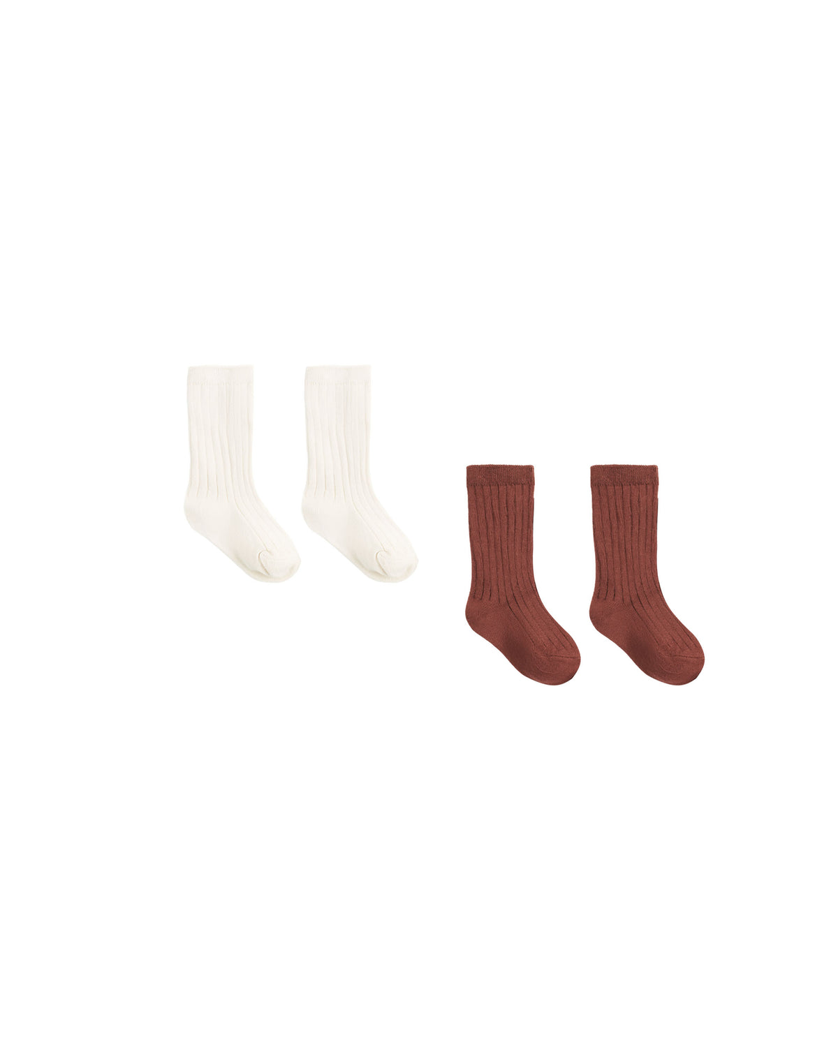 Ribbed Socks, 2-pack | Natural & Redwood