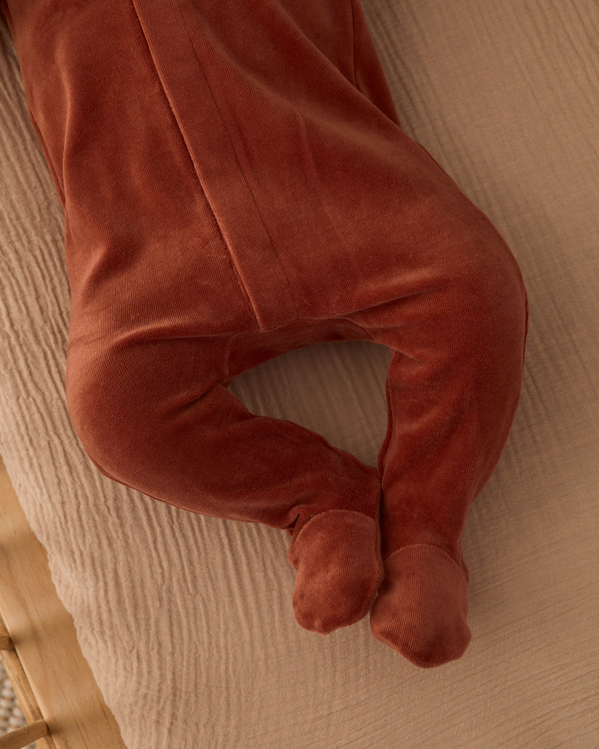 Velour Footie // Redwood