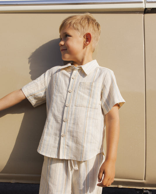 Collared Short Sleeve Shirt // Sea Stripe