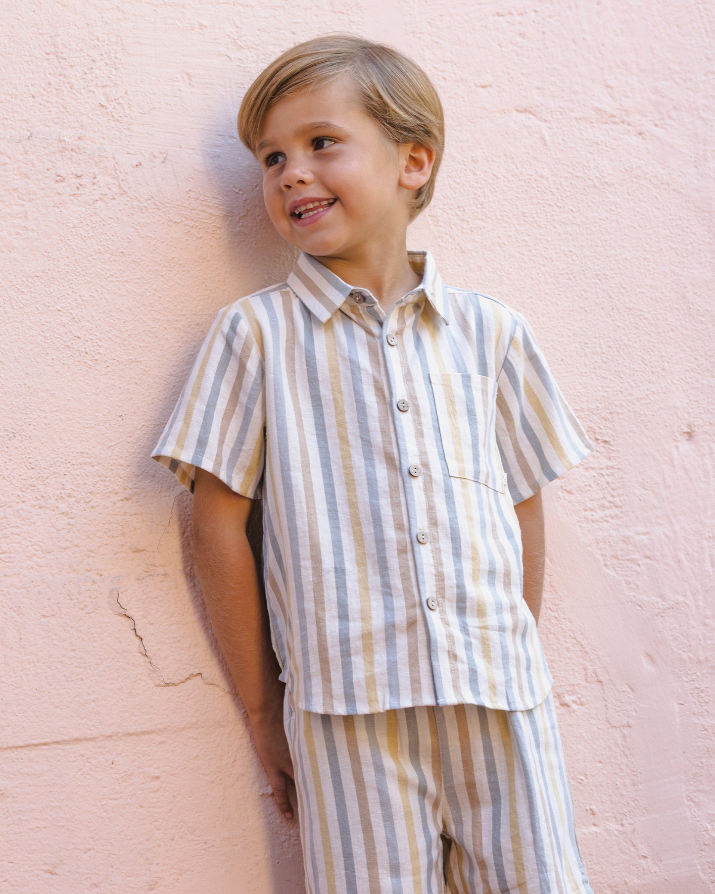 Collared Short Sleeve Button Down // Valencia Stripe