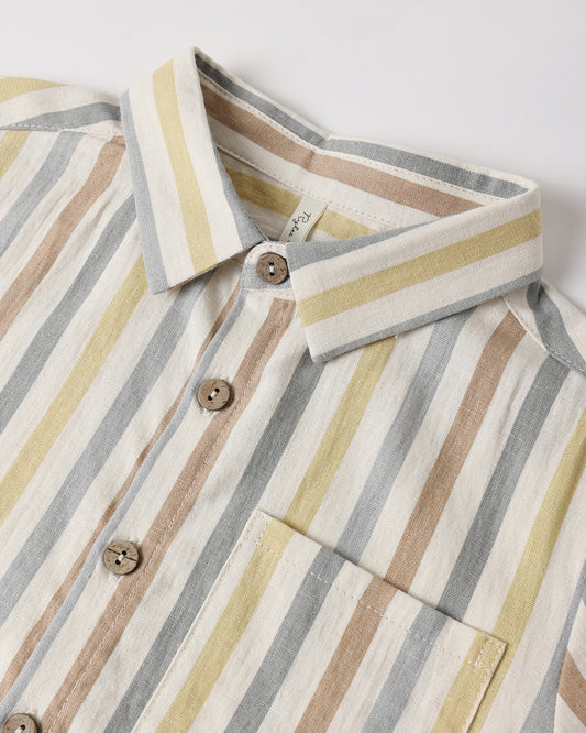 Collared Short Sleeve Button Down // Valencia Stripe