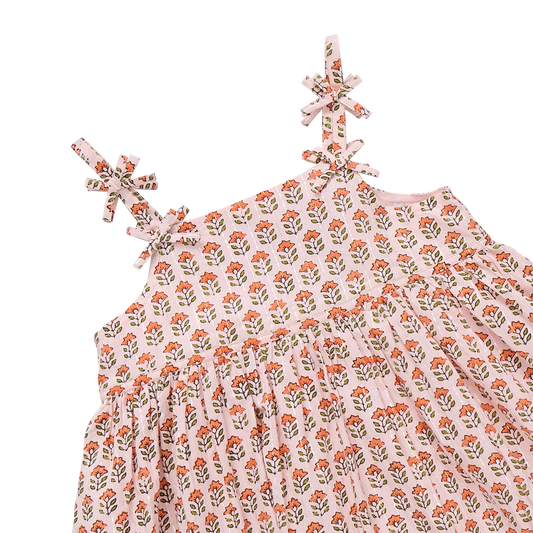 Tia Dress // Pink Prairie Block Print