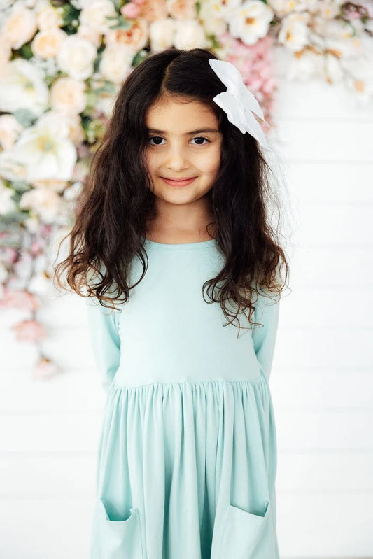 Sage 3/4 Sleeve Twirl Dress