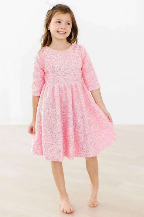Sequin Twirl Dress // Bubblegum