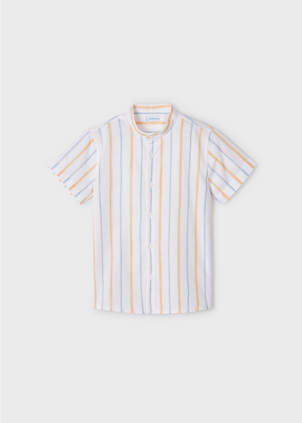 Short Sleeve Button Down // Orange & Blue Stripe
