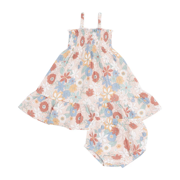 Tie Strap Smocked Sun Dress // Tropical Retro Floral