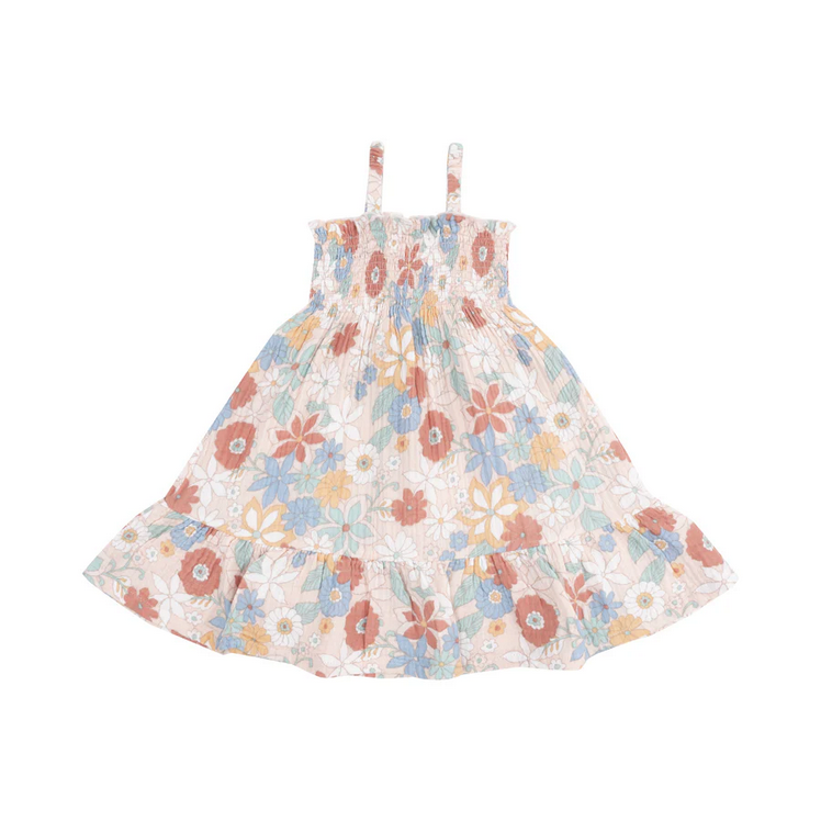 Tie Strap Smocked Sun Dress // Tropical Retro Floral