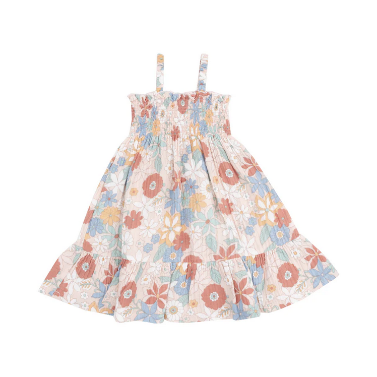 Tie Strap Smocked Sun Dress // Tropical Retro Floral
