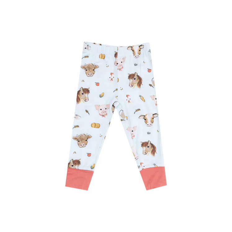 Short Sleeve Pajama Set // Vintage Animals Faces Blue