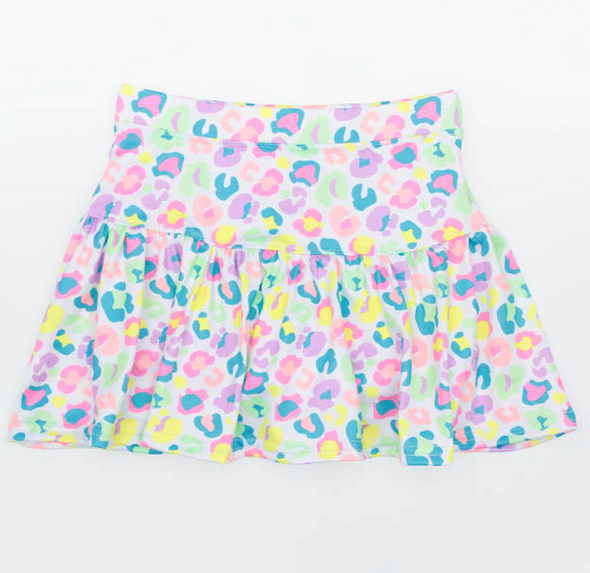 Printed Tennis Skort //Neon Leopard