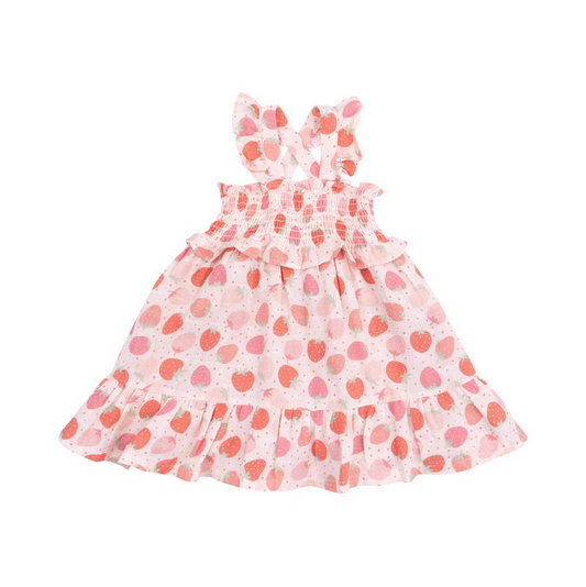 Smocked Ruffle Sundress & Diaper Cover // Strawberry Bliss