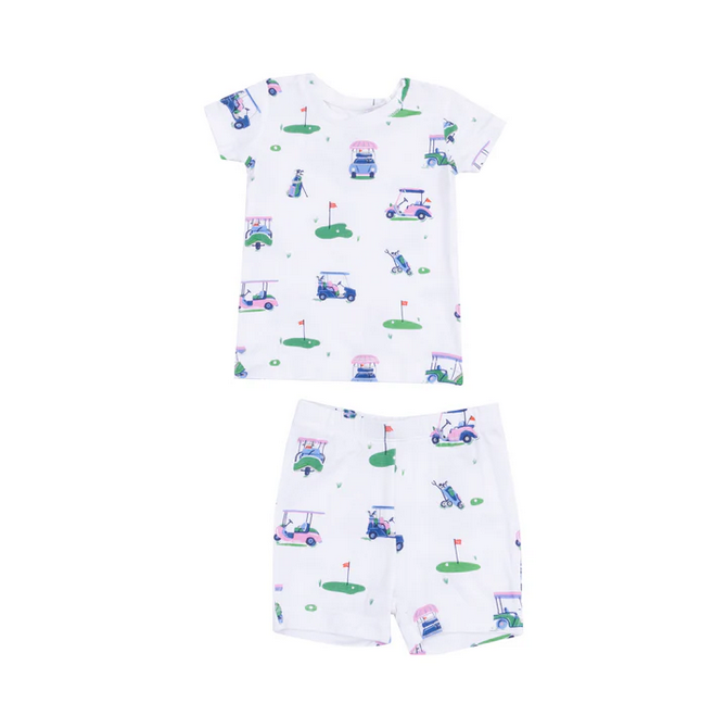 Loungewear Short Set // Vintage Golf Carts Pink