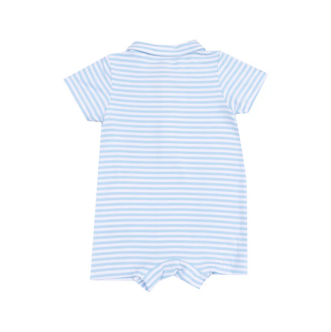 Polo Shortie with Applique // Golf Blue Stripe