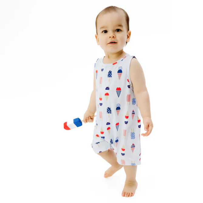 Sleeveless Shortie Romper // American Ice Cream Blue
