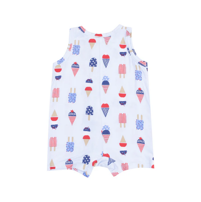 Sleeveless Shortie Romper // American Ice Cream Blue