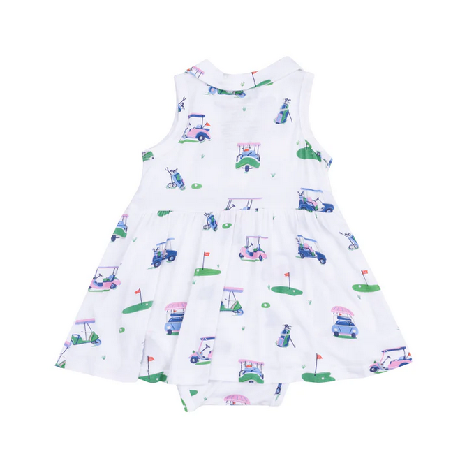 Polo Collar Bodysuit Dress // Vintage Golf Carts Pink