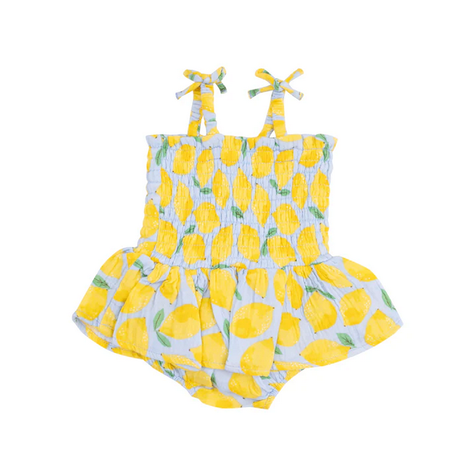 Smocked bubble with Skirt//Sunny Lemons