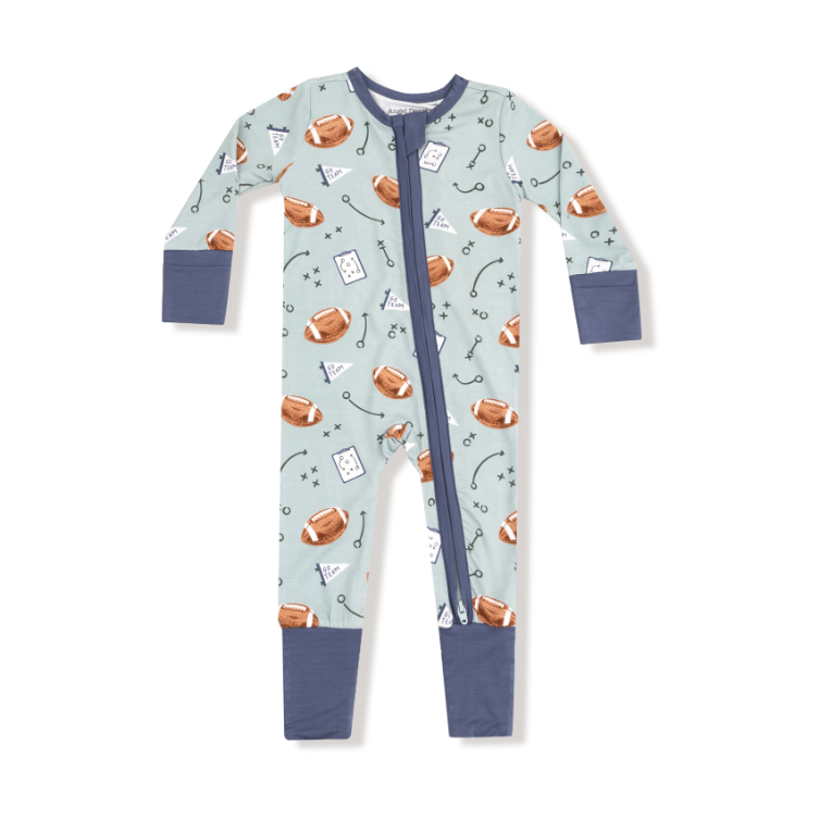 Touchdown Time -Grey Mist- 2 Way Zipper Romper