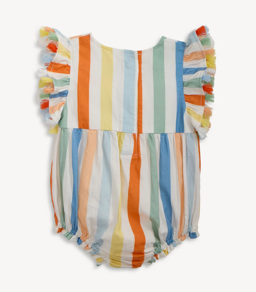 Multi Stripe Woven Tassle Bubble Romper
