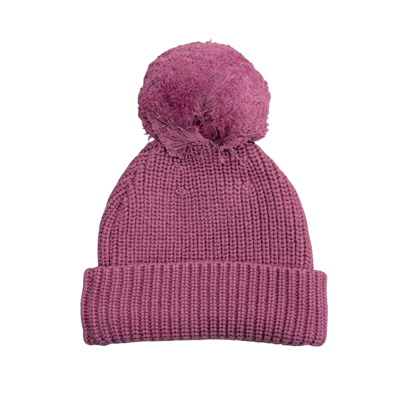 Knit Pom Hat// Vintage Plum