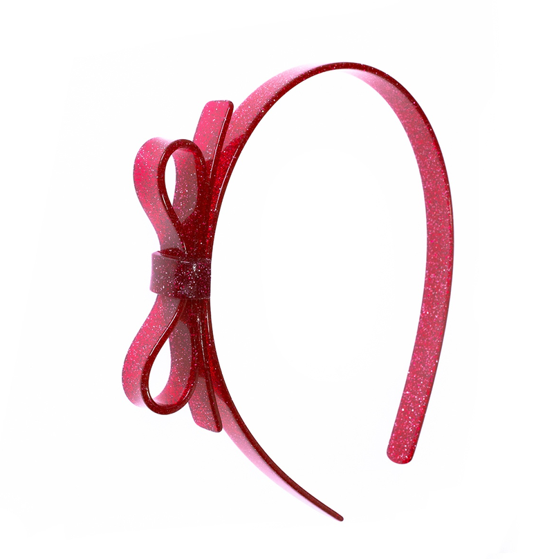 Thin Bow Headband // Glitter Red