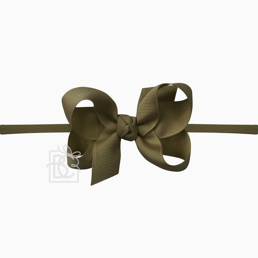 1/4" NYLON PANTYHOSE HEADBAND W/SIGNATURE GROSGRAIN BOW