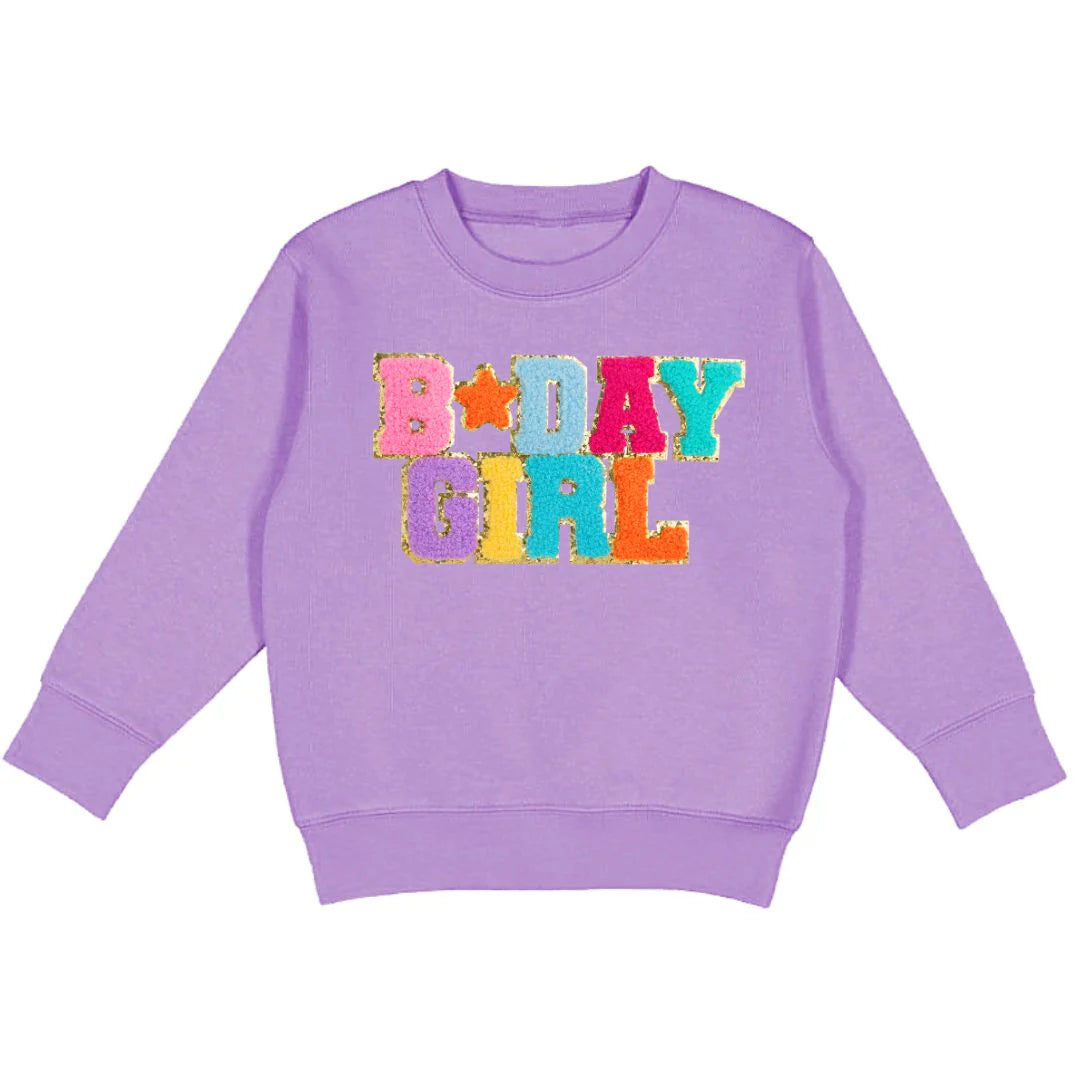 Birthday Girl Patch Sweatshirt // Lavender