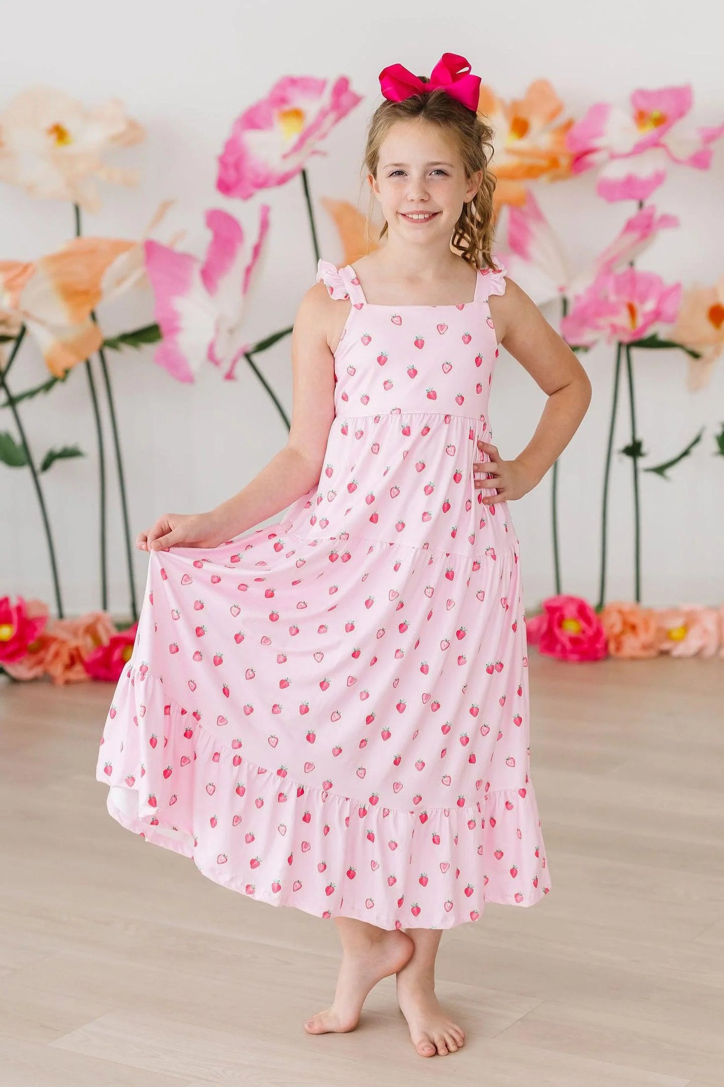Sweet Strawberry Ruffle Maxi