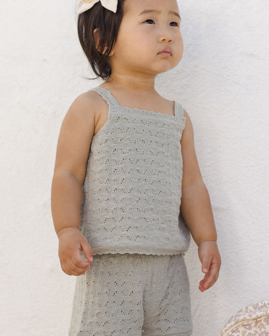 Pointelle Knit Tank + Short Set // Sage