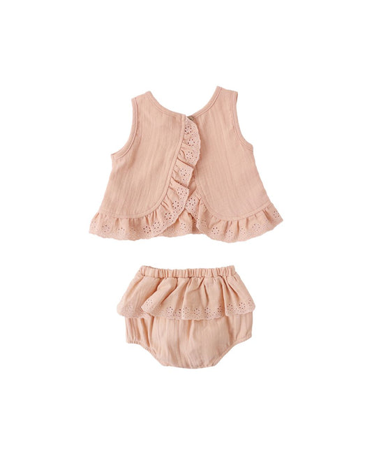 Ruffled Tulip Top + Bloomer Set // Melon