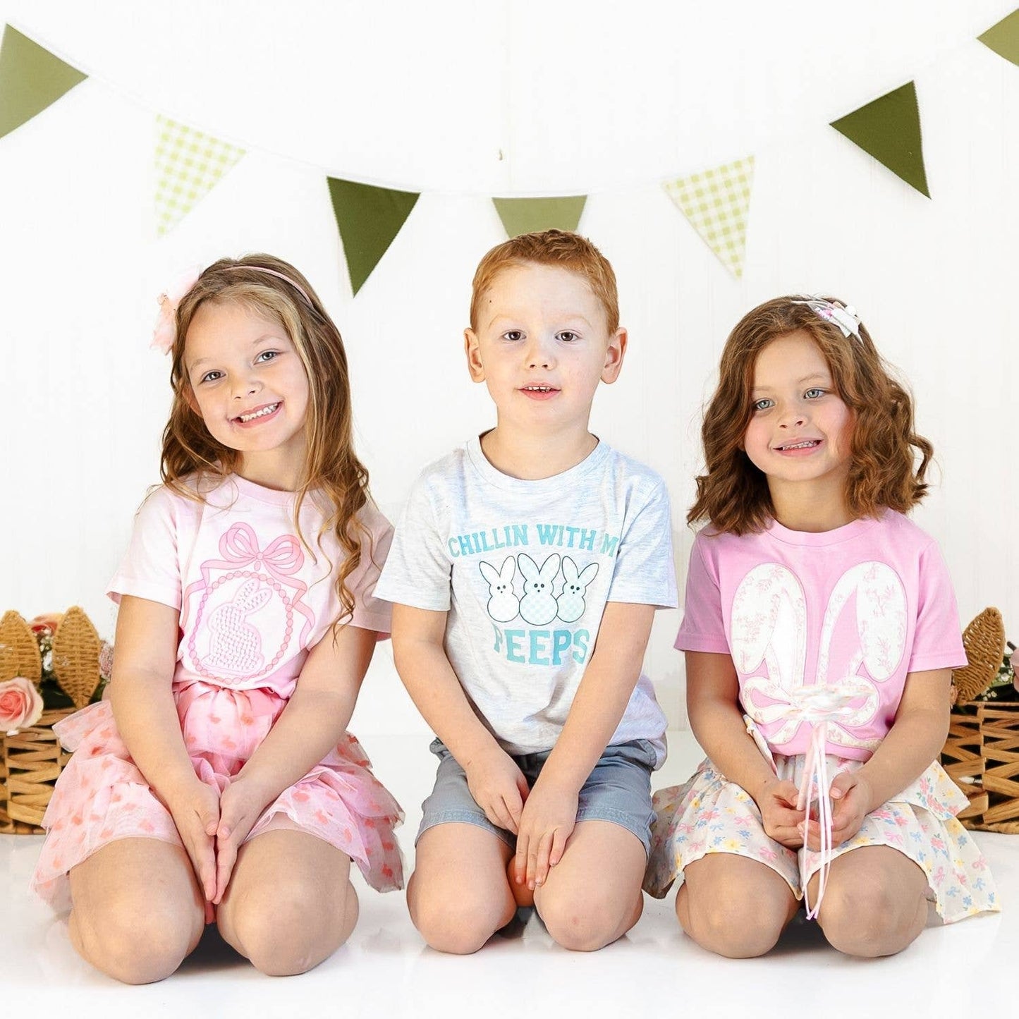 Bunny Locket Pearl Patch Easter Short Sleeve T-Shirt - Kids