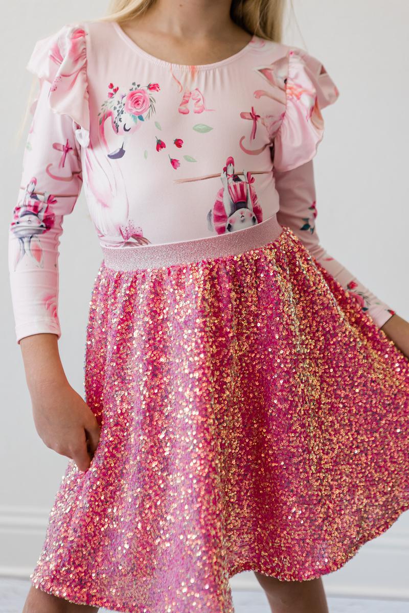 Sequin Twirl Skirt // Hot Pink