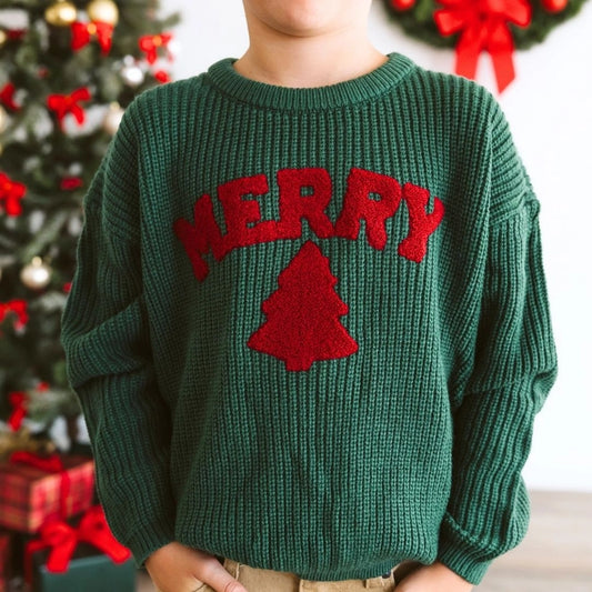 Merry Patch Christmas Knit Sweater