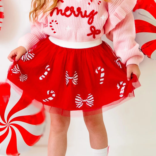 Candy Cane Coquette Sequin Christmas Tutu