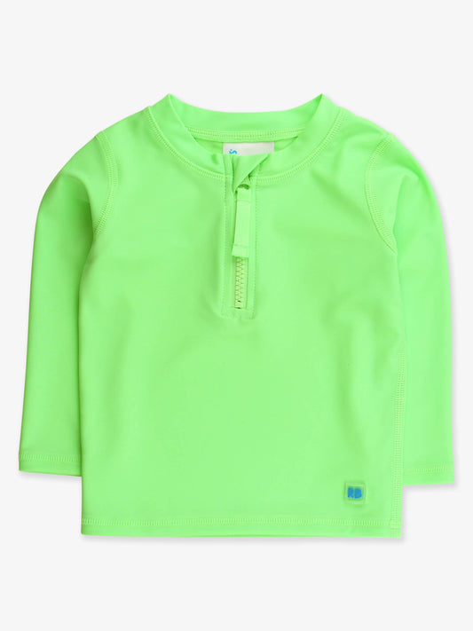 Boys Neon Honeydew Long Sleeve Zipper Rash Guard