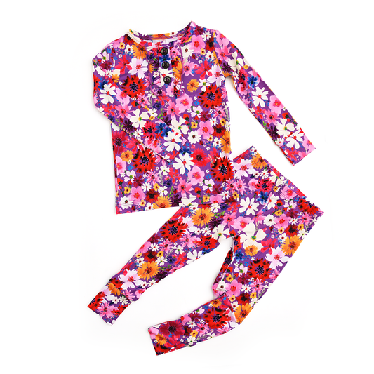 Kaia Ruffle Two Piece Set Floral Bamboo Outfit