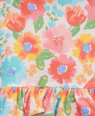 Pink Multi Floral 1 Piece Rashguard